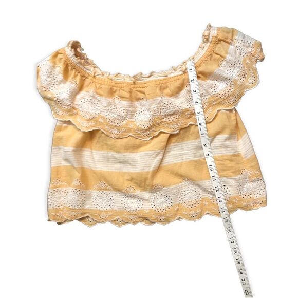 American Eagle Yellow Striped Off the Shoulder Cropped Blouse - Picture 10 of 10